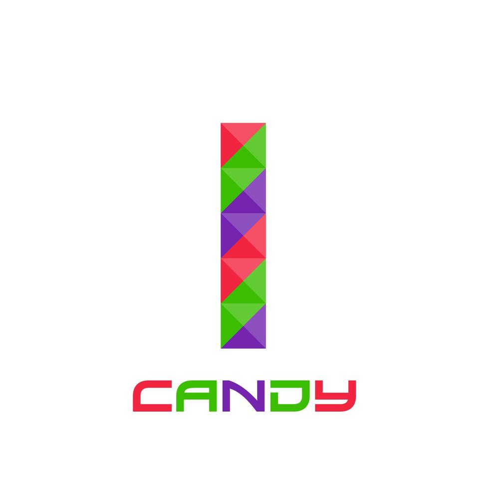 Geometric letter I with perfect combination of bright purple, red, and green colors. Good for business logo, design element, t-shirt design, print use, etc. vector