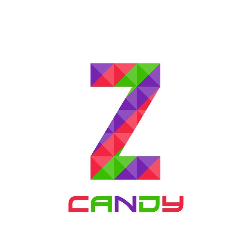 Geometric letter Z with perfect combination of bright purple, red, and green colors. Good for business logo, design element, t-shirt design, print use, etc. vector