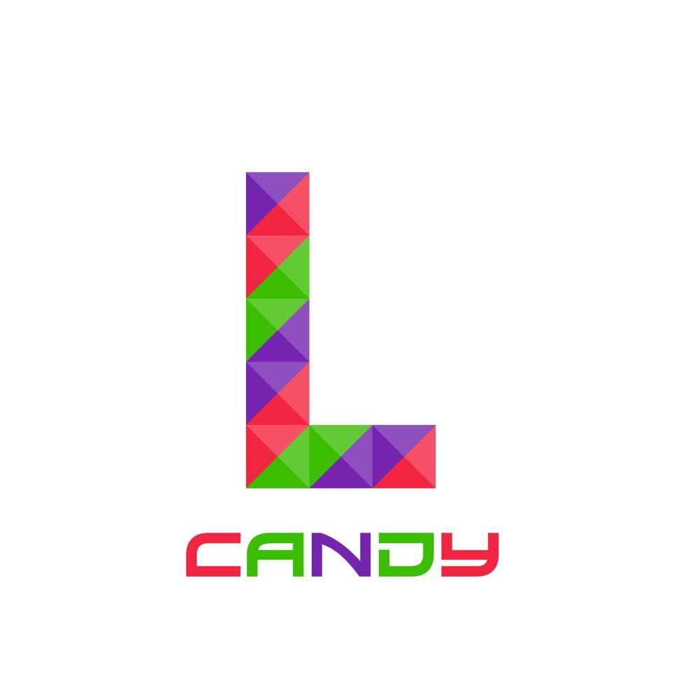 Geometric letter L with perfect combination of bright purple, red, and green colors. Good for business logo, design element, t-shirt design, print use, etc. vector