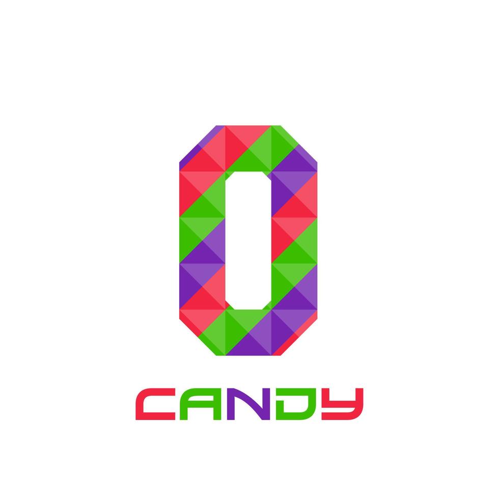 Geometric letter O with perfect combination of bright purple, red, and green colors. Good for business logo, design element, t-shirt design, print use, etc. vector