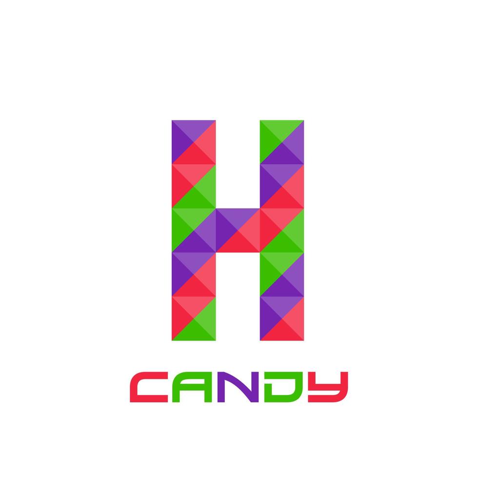 Geometric letter H with perfect combination of bright purple, red, and green colors. Good for business logo, design element, t-shirt design, print use, etc. vector