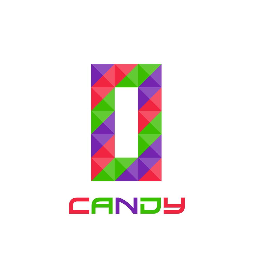 Geometric number 0 with perfect combination of bright purple, red, and green colors. Good for business logo, design element, t-shirt design, print use, etc. vector