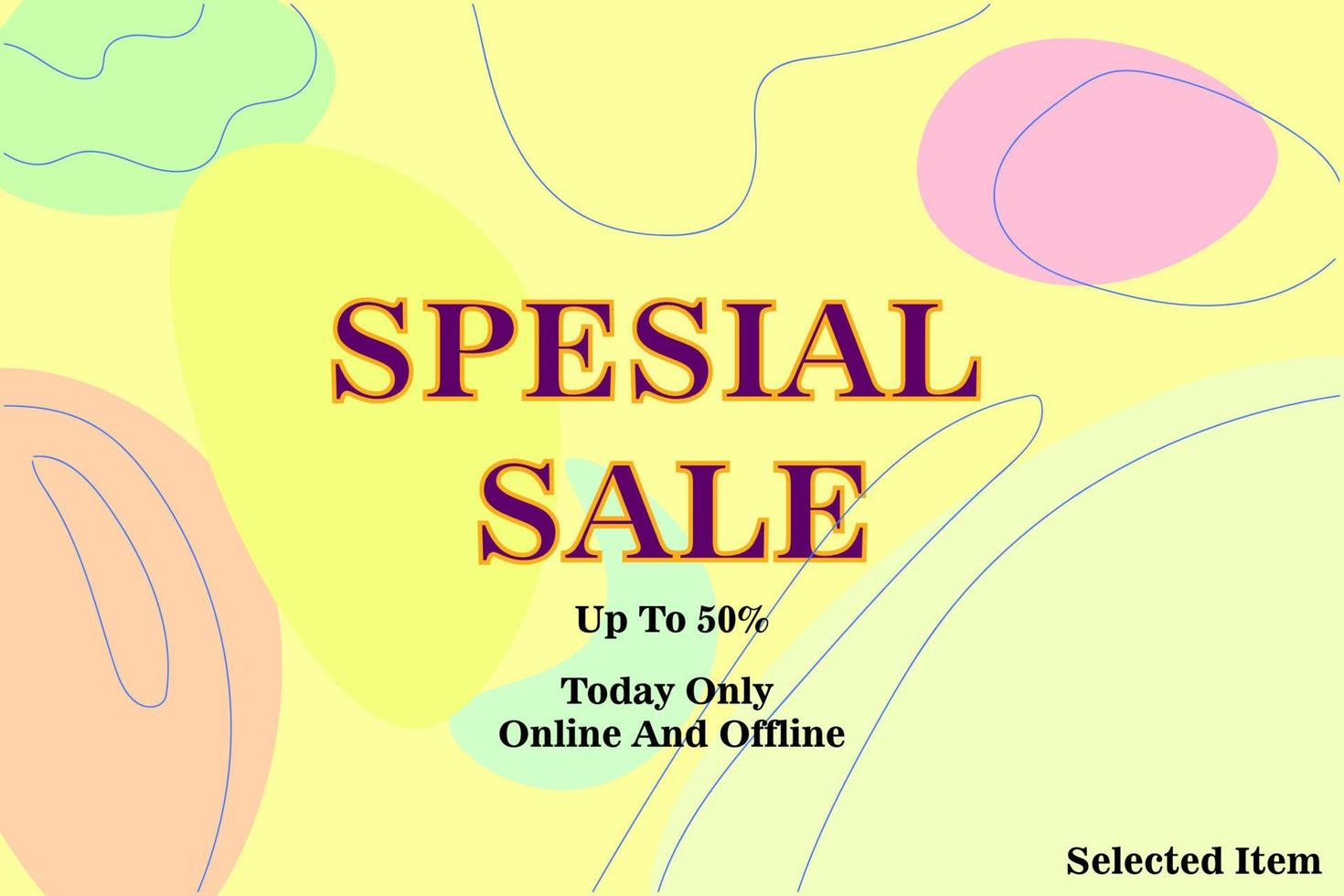 Banner sale design 50 percent with a pastel floral doodle theme that attracts vector illustration EPS
