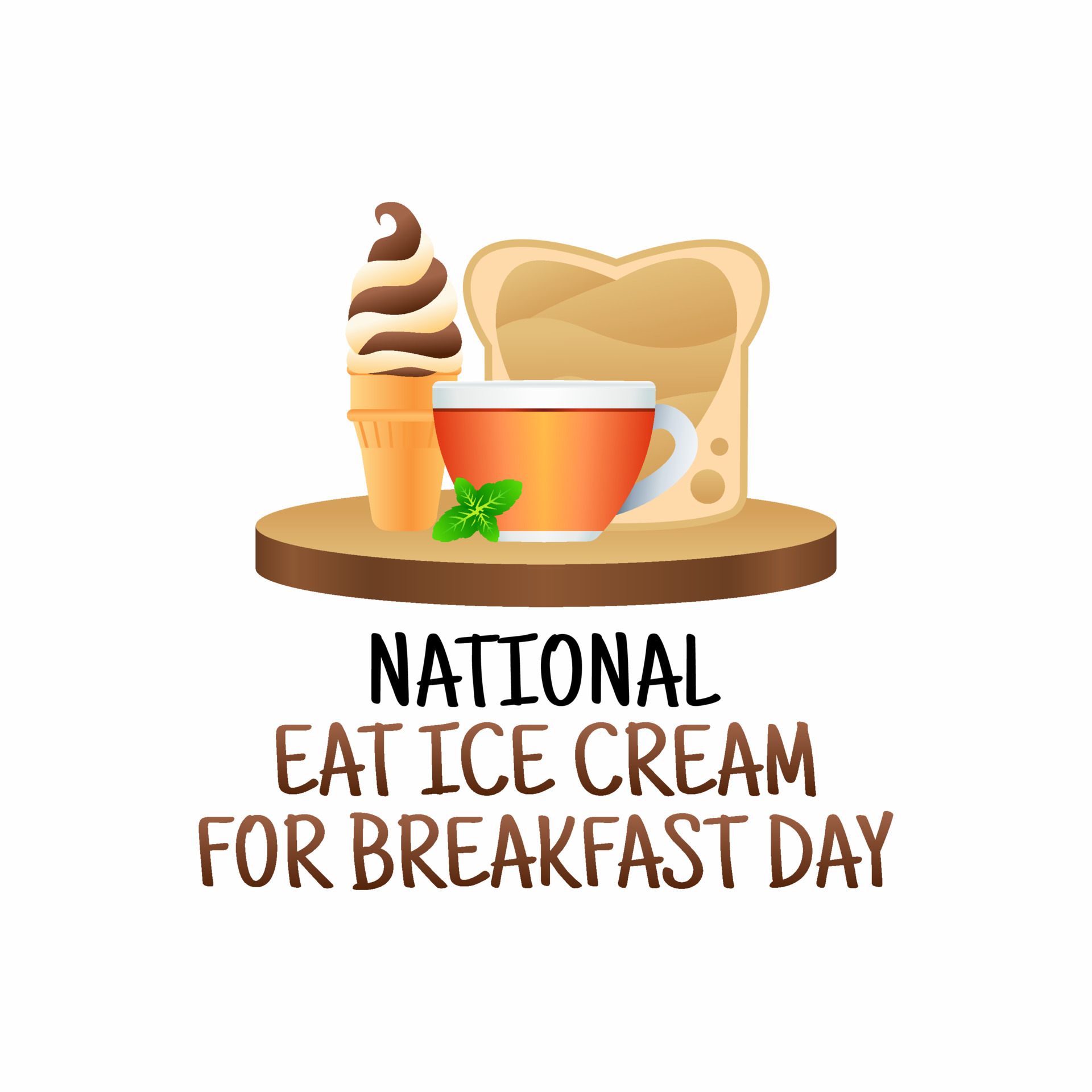 vector graphic of national eat ice cream for breakfast day good for