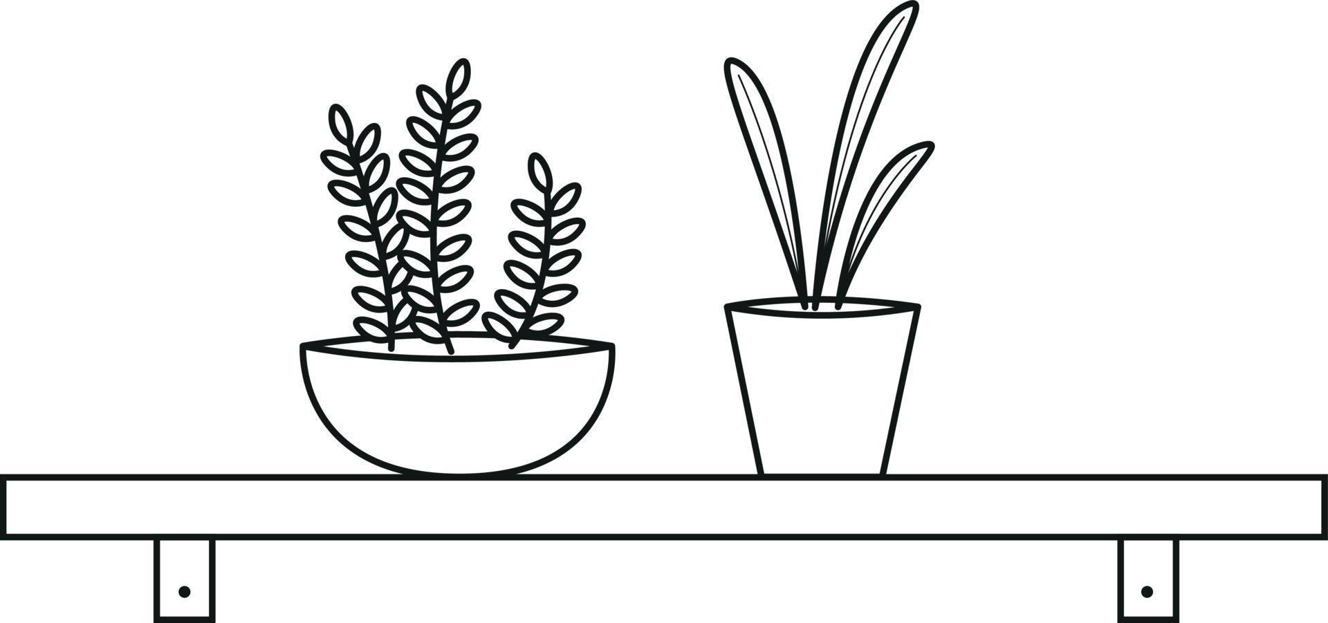 Flowers in pots linear icon. Contour symbol. Vector isolated outline