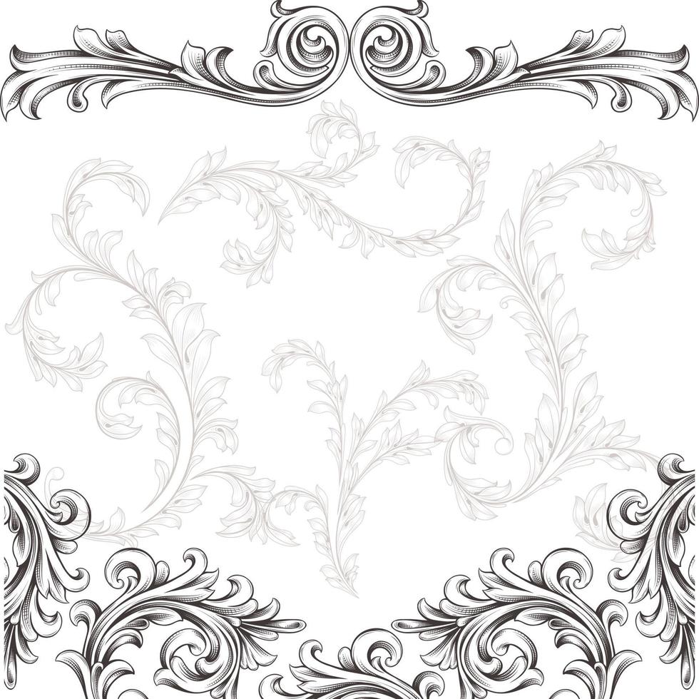 Engraved Floral Background 02 vector