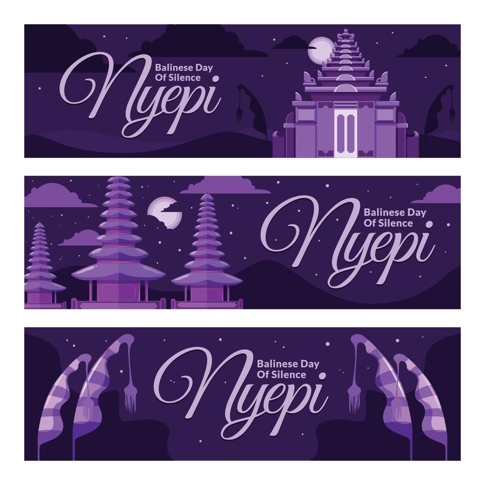 Set of Balinese Day of Silence Banners vector