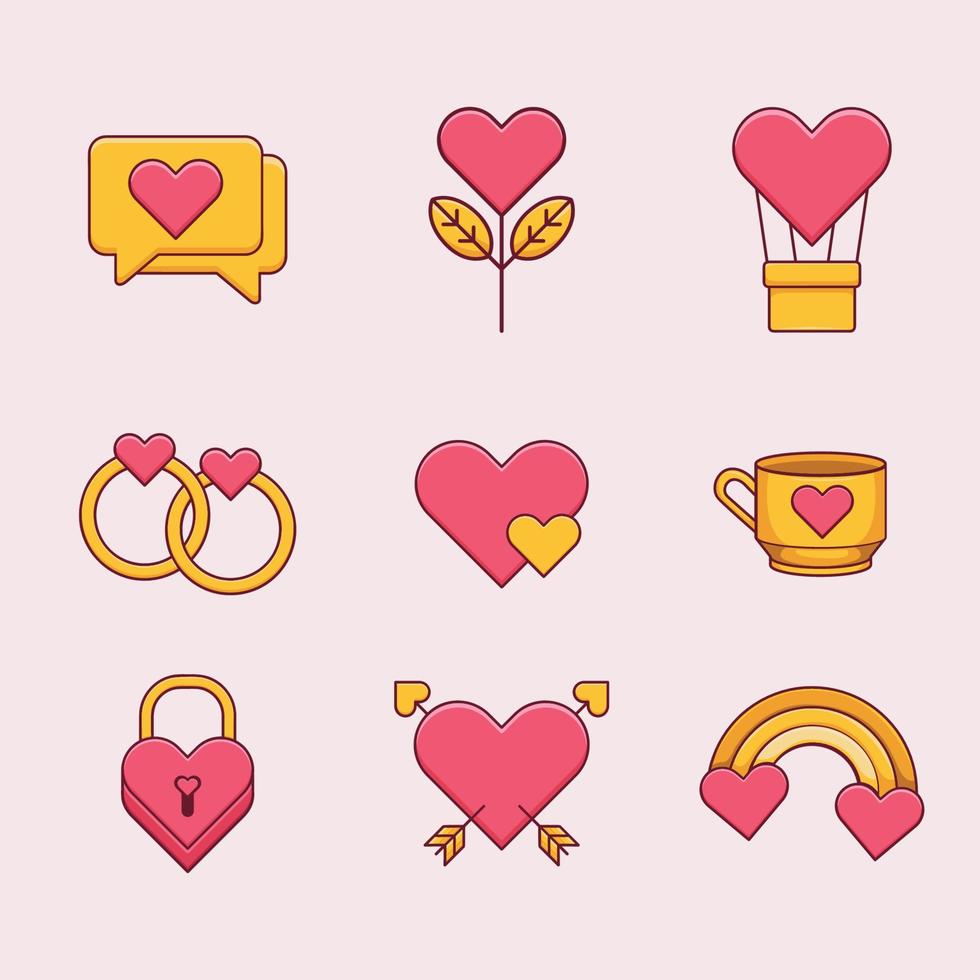 colección de iconos suaves del día de san valentín vector