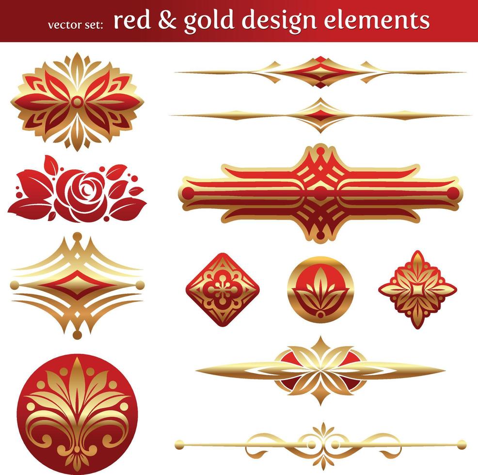 red and gold design elements vector