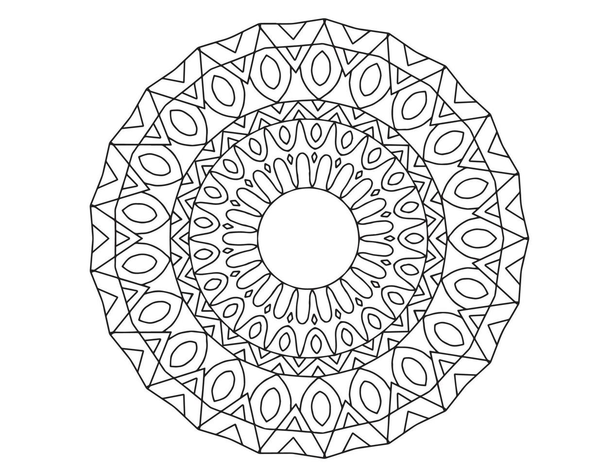 mandala en blanco y negro, tatuaje, página para colorear, círculo, adornos, vector