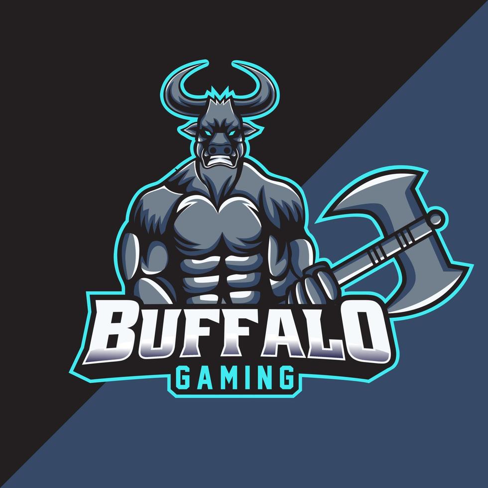 Buffalo gaming mascot logo template vector