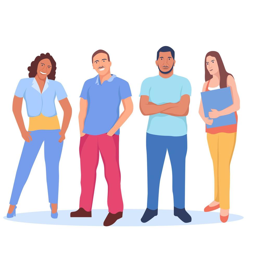 multi ethnic group of people standing together. society diversity illustration concept vector