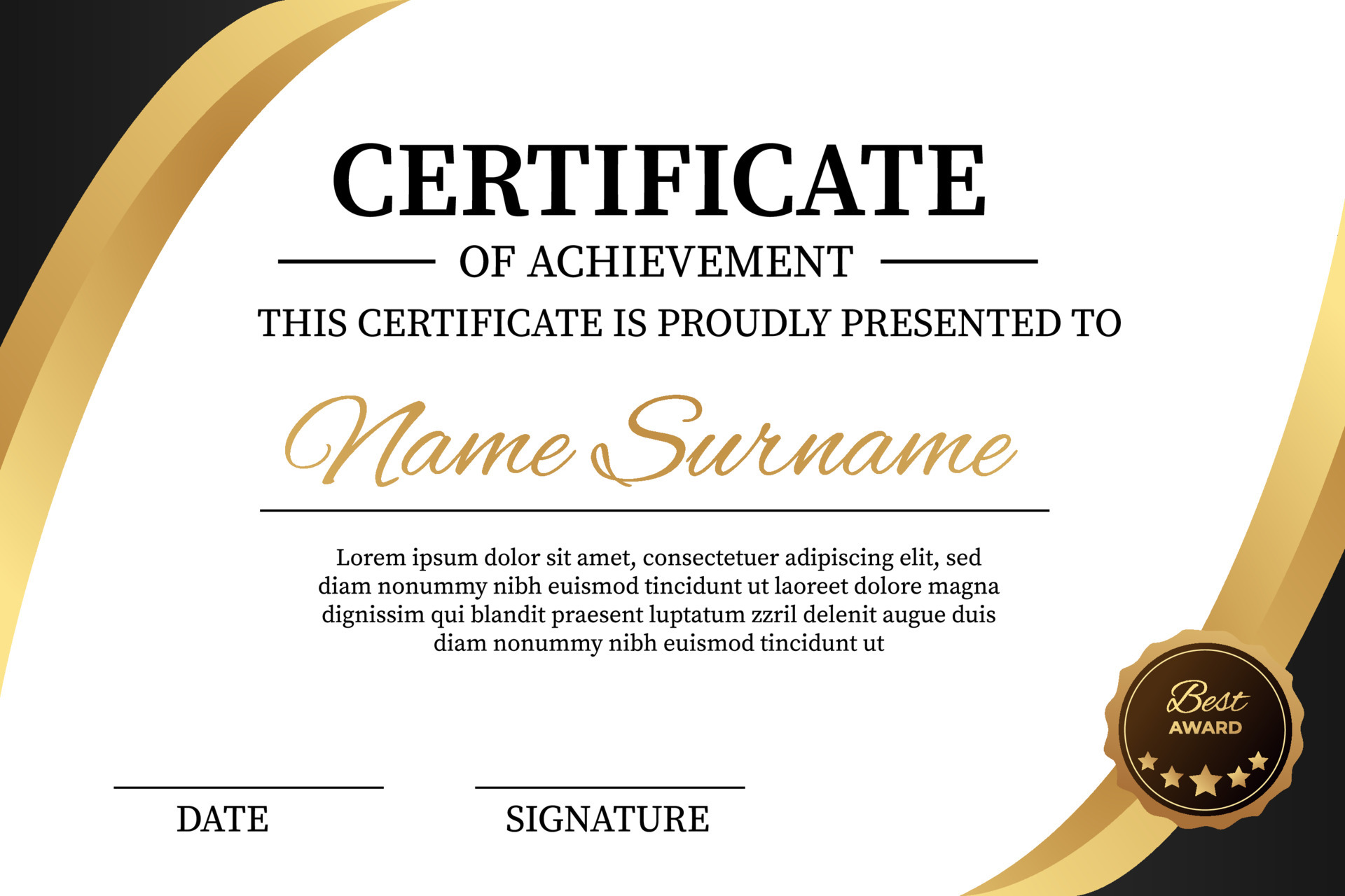 Creative certificate of appreciation award template. modern design