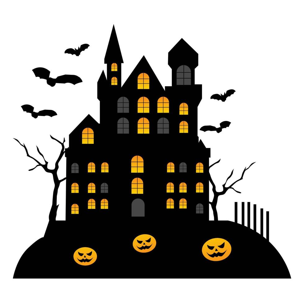 Happy Halloween background. haunted house silhoutte illustration. invitation card template vector