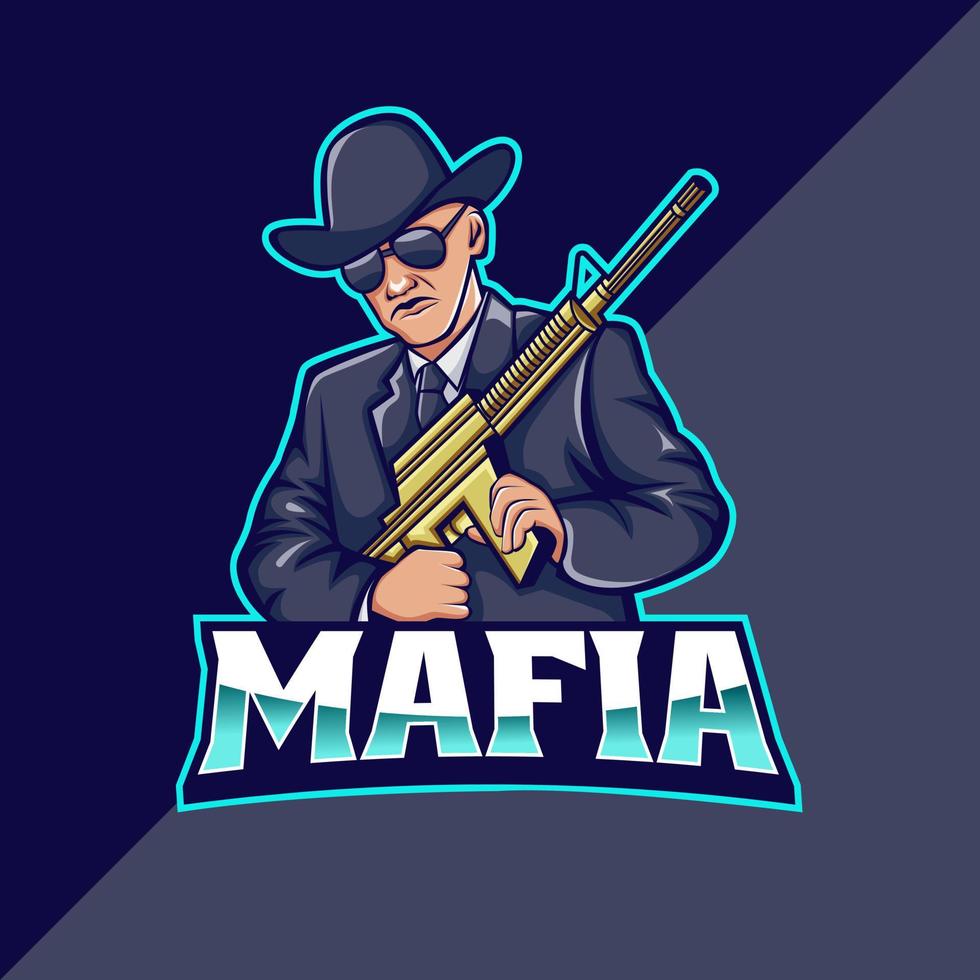 plantilla de logotipo de mascota de la mafia vector