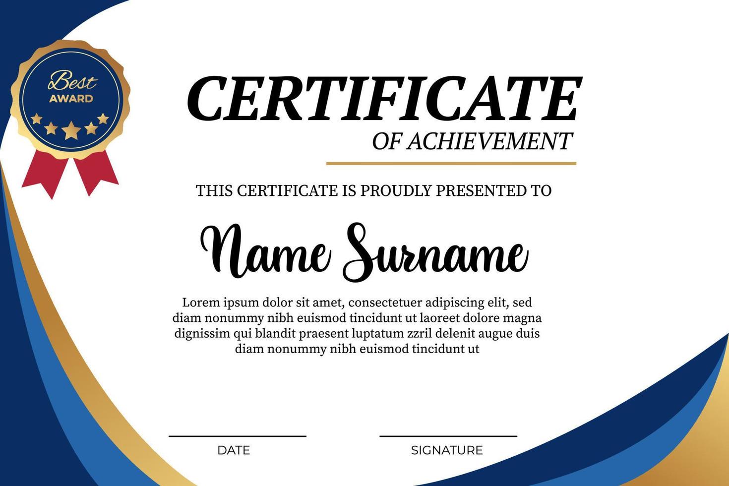Creative certificate of appreciation award template. modern design. vector illustration