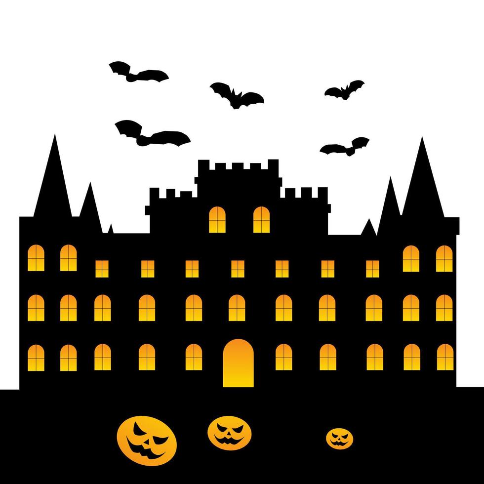 Happy Halloween background. haunted house silhoutte illustration. invitation card template vector