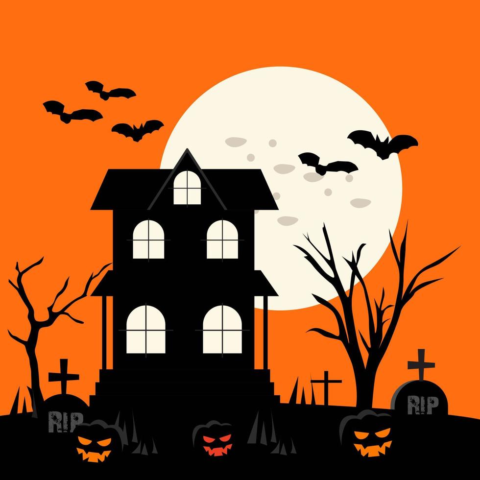 fiesta de halloween y celebración casa embrujada vector
