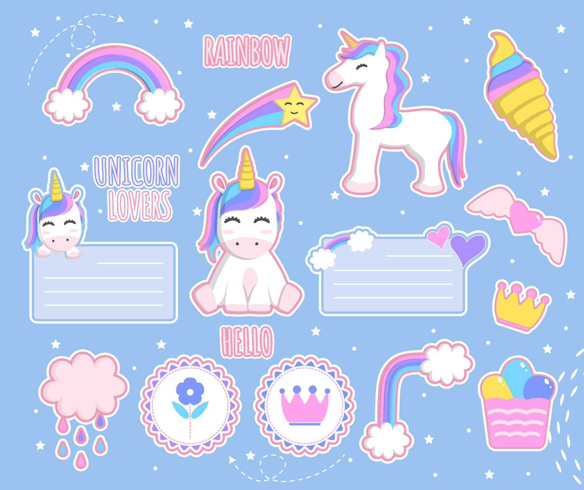 Unicorn Sticker Vector Art, Icons, and Graphics for Free Download