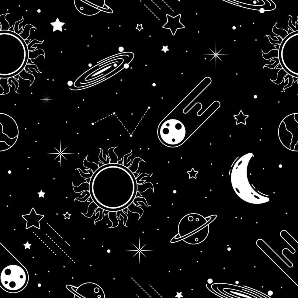 Space Background with Stars Seamless Pattern vector