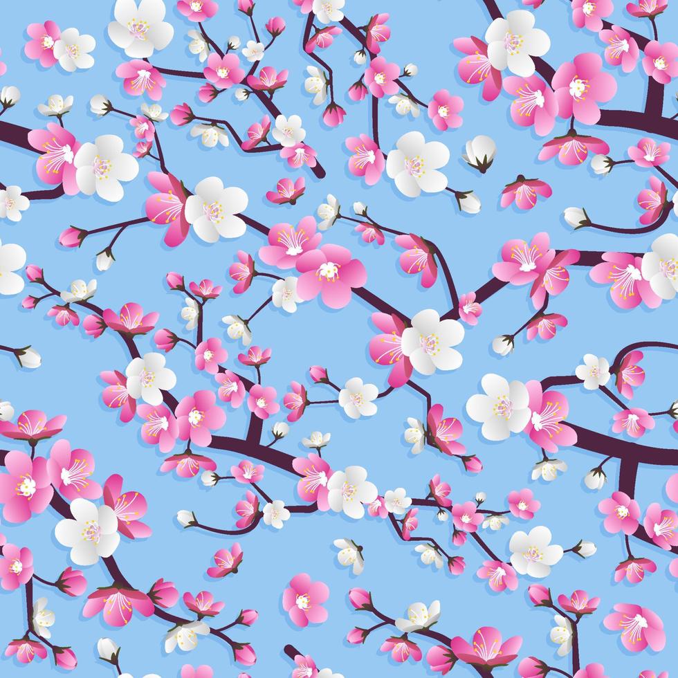 Cherry Blossom Spring Flower Seamless Pattern vector