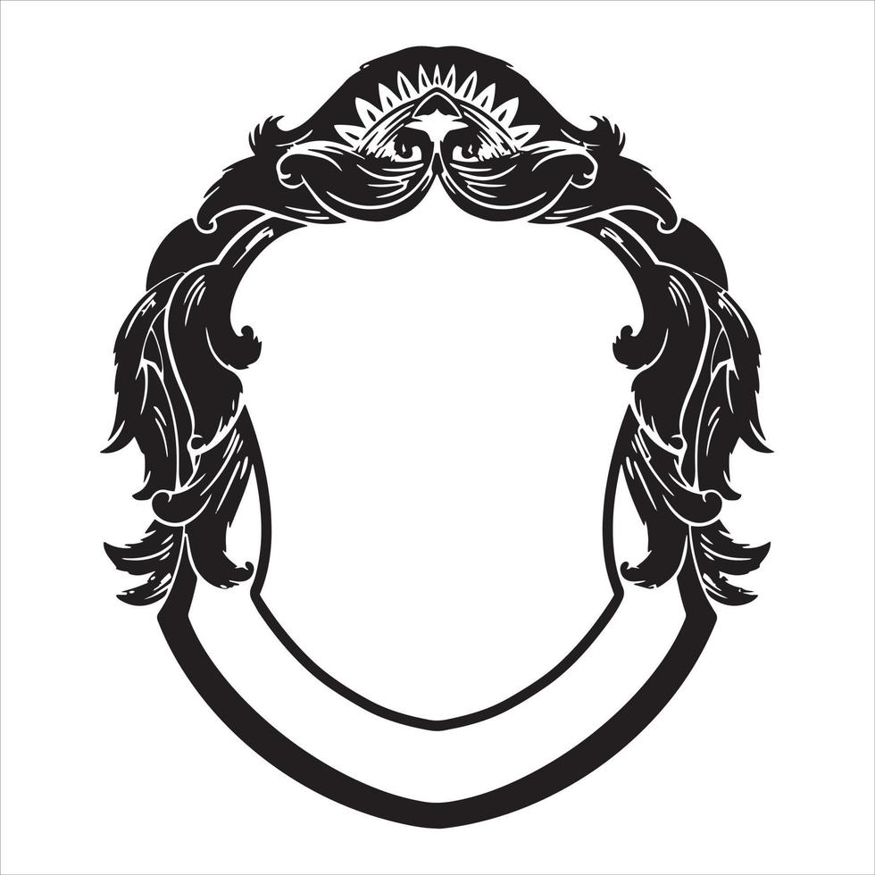 black and white illustration abstract frame decoration with engraving, ornament frame vector decoration