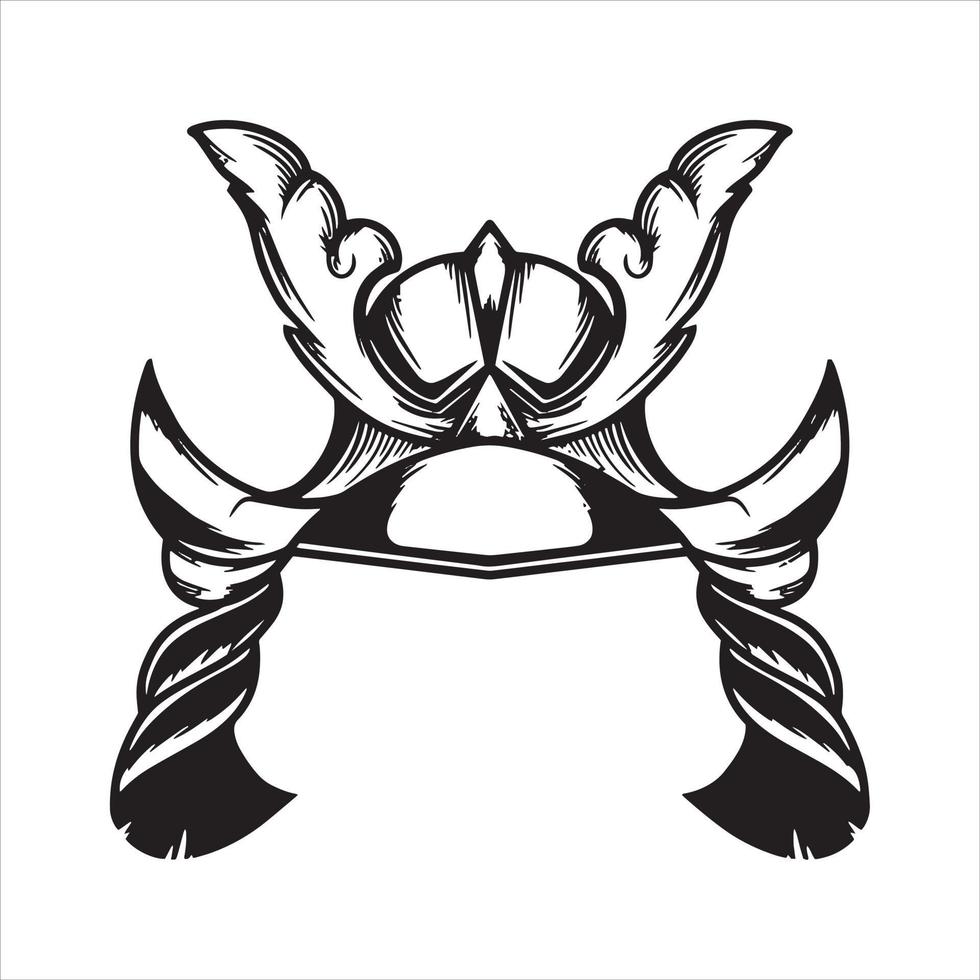 samurai mask Warrior Helmet, traditional japanese war helmet Vector Illustration Clip art
