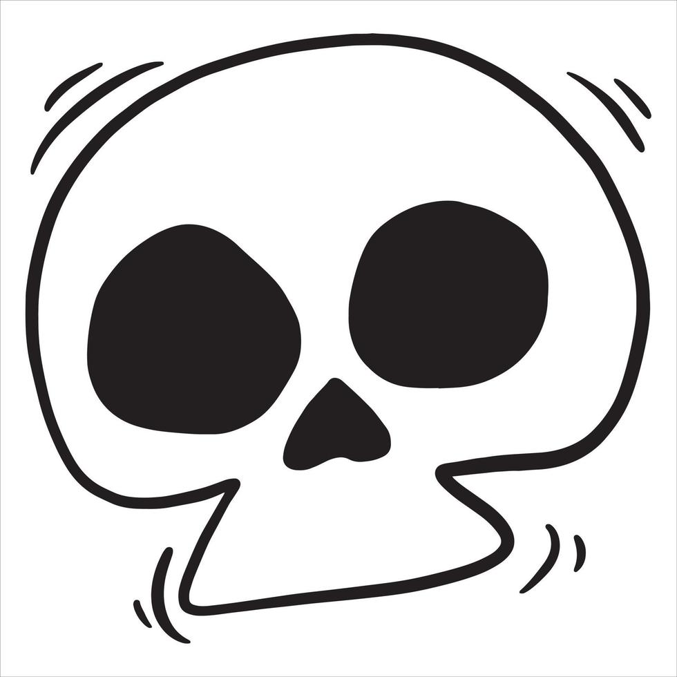 Simple Doodle Skull Human, Skull Clip Art, Hand Drawn vector Illustration