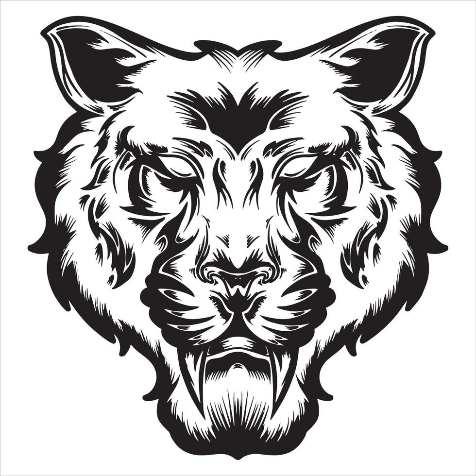 tiger head illustration isolated on white background. Images for logo, label, emblem, Stock Vector, vector