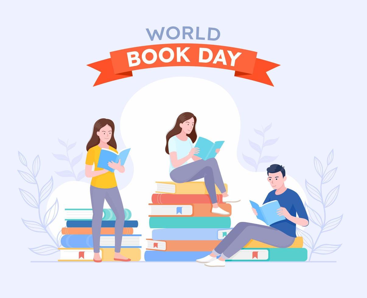 World book day illustration background vector