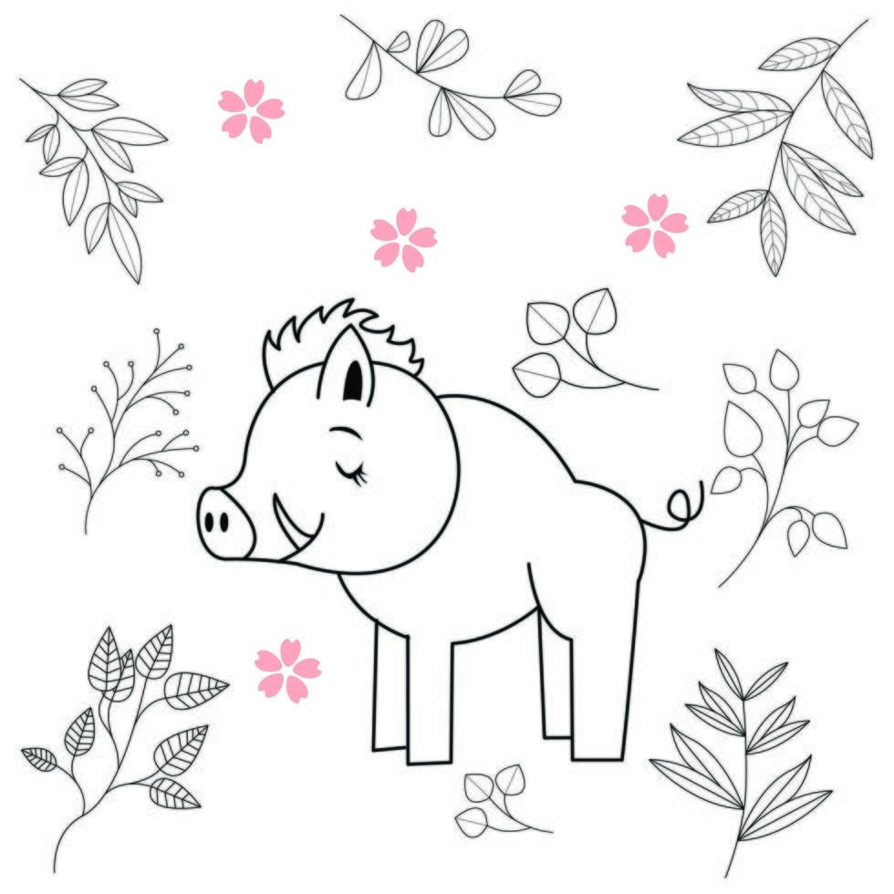 Seamless childish pattern with cute animals in black and white style. Vector illustration. Beautiful animals. Creative scandinavian kids textures for fabric, wrapping, textile, wallpaper, clothes.