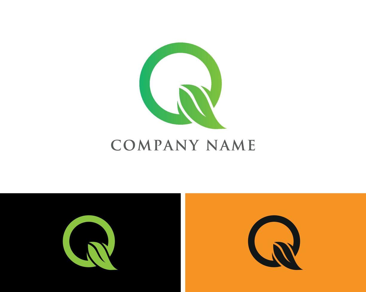 Q Leaf Logo Design Template vector