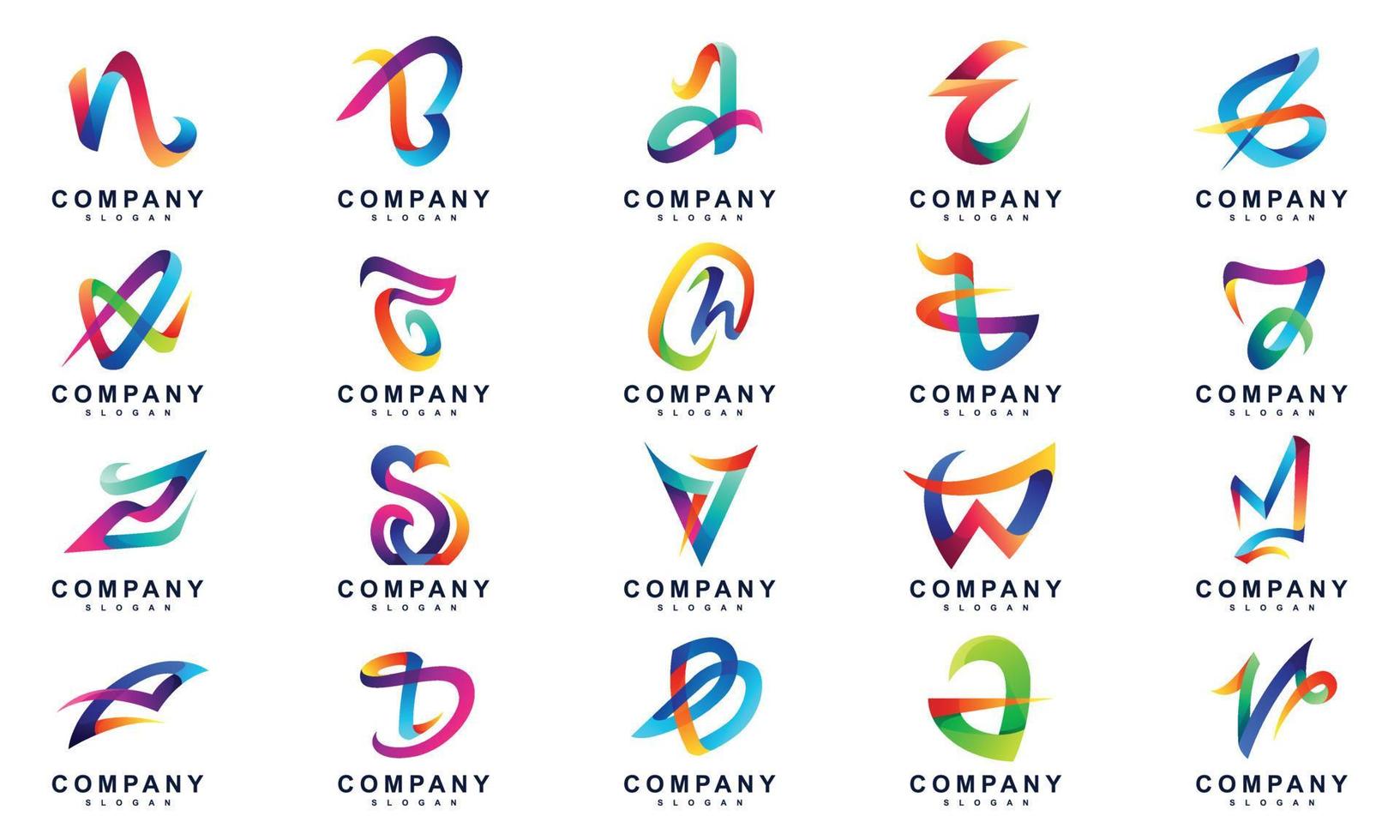 colorido logotipo de conjunto de letras al azar vector