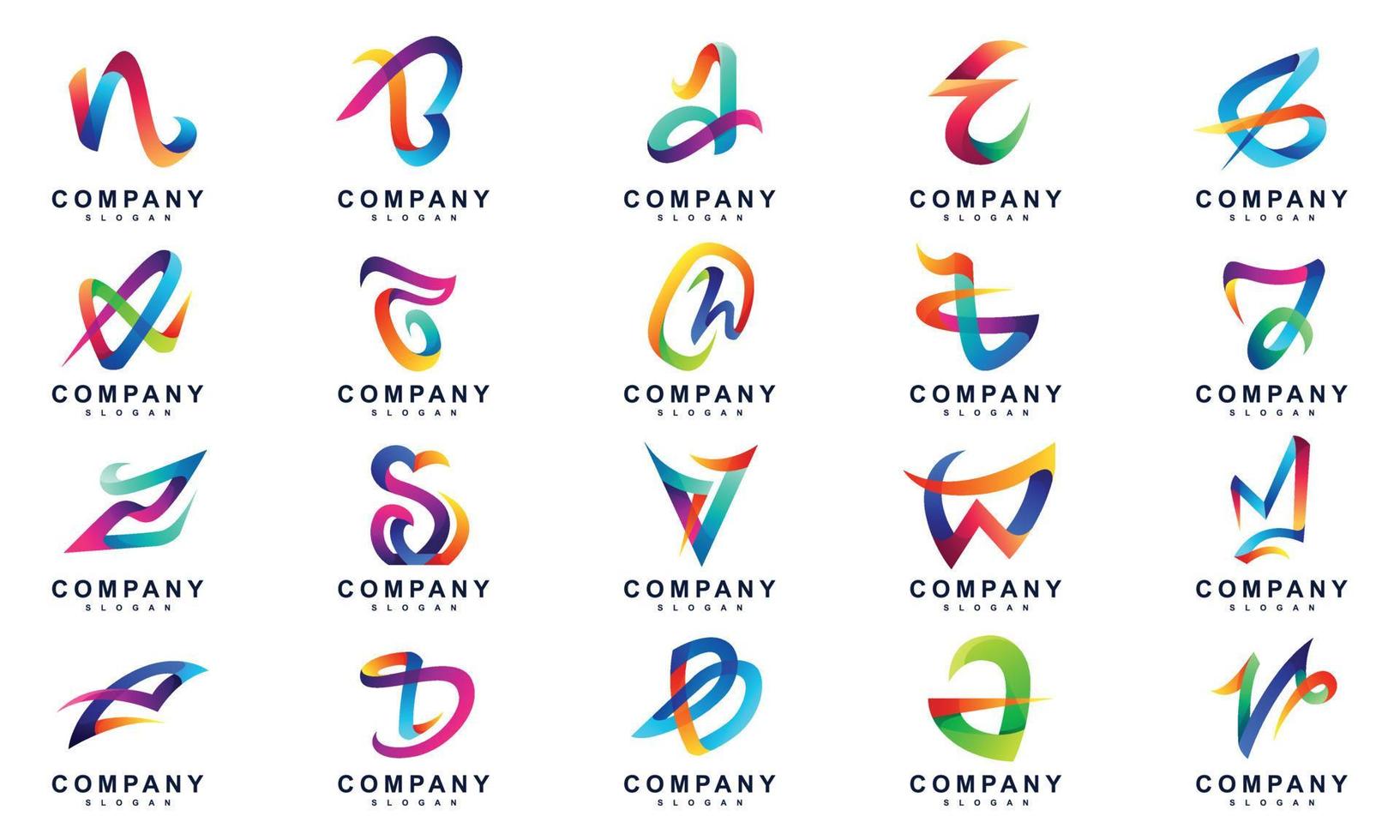 colorful random letter set logo vector