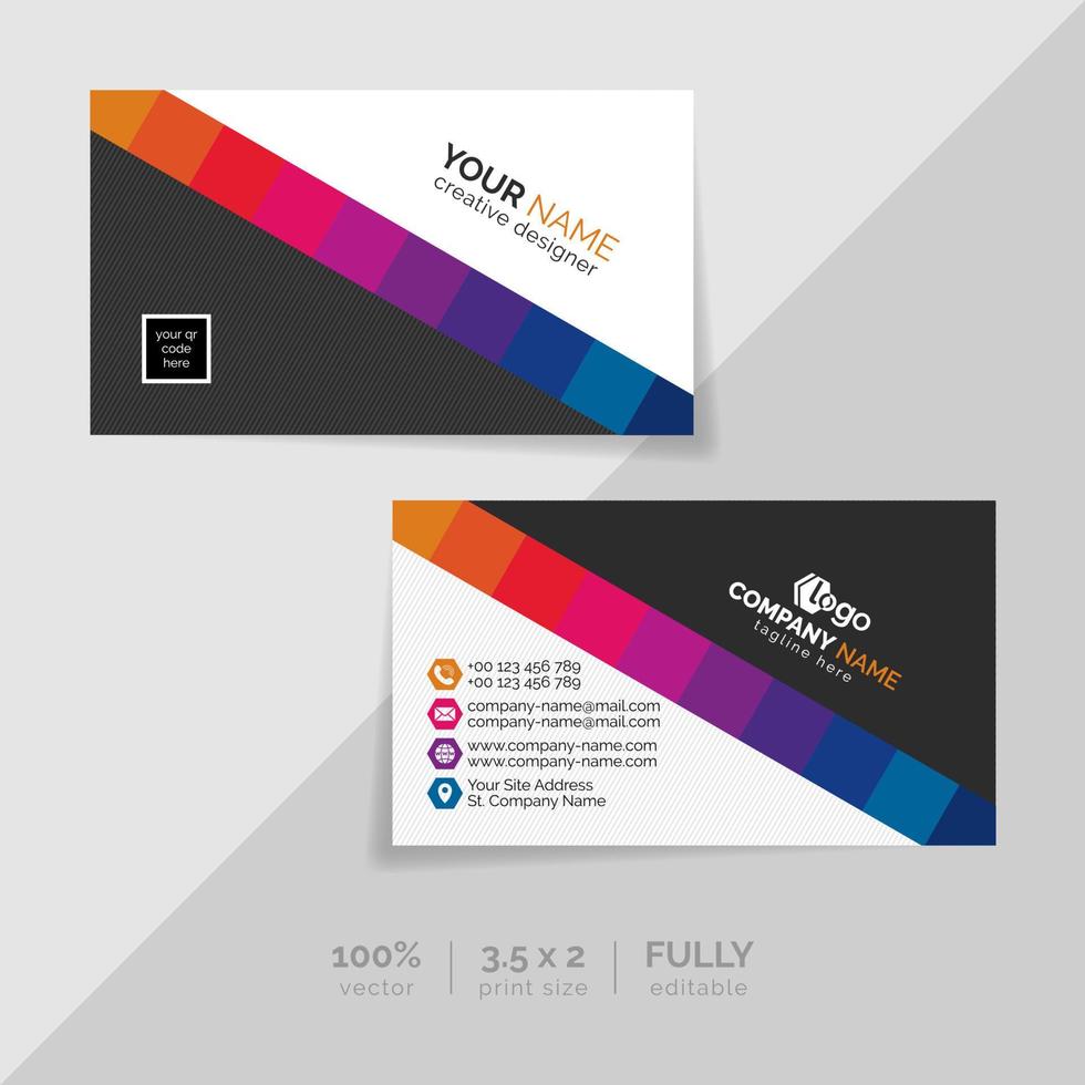 plantilla de tarjeta de visita para usted. esta tarjeta de presentación corporativa moderna, creativa y elegante es imprescindible para su personal y oficina. 2 colores temáticos, negro y otros. vector