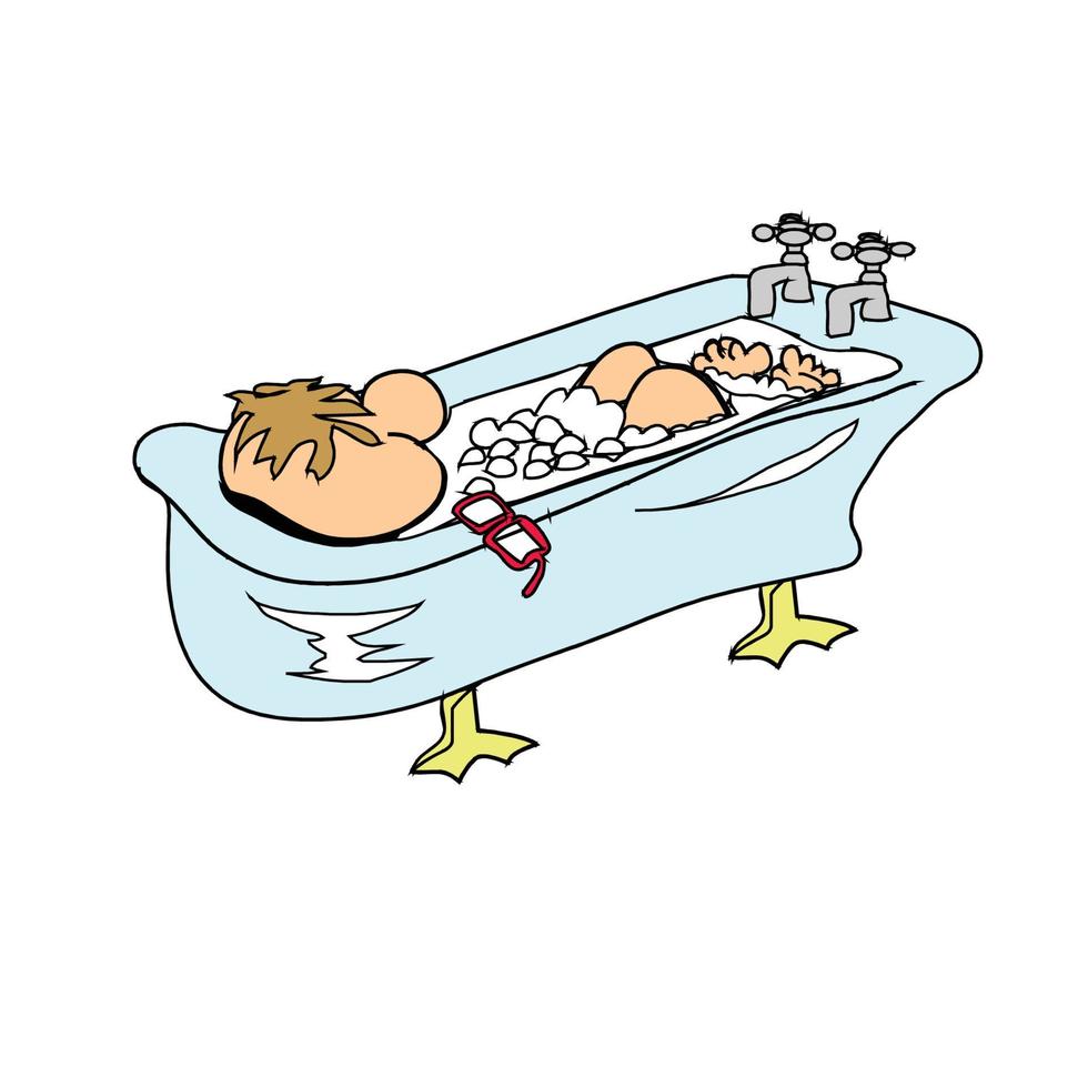 man have a bath cartoon vector design