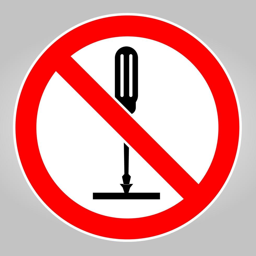 Icono de prohibición de destornillador sobre fondo blanco. vector
