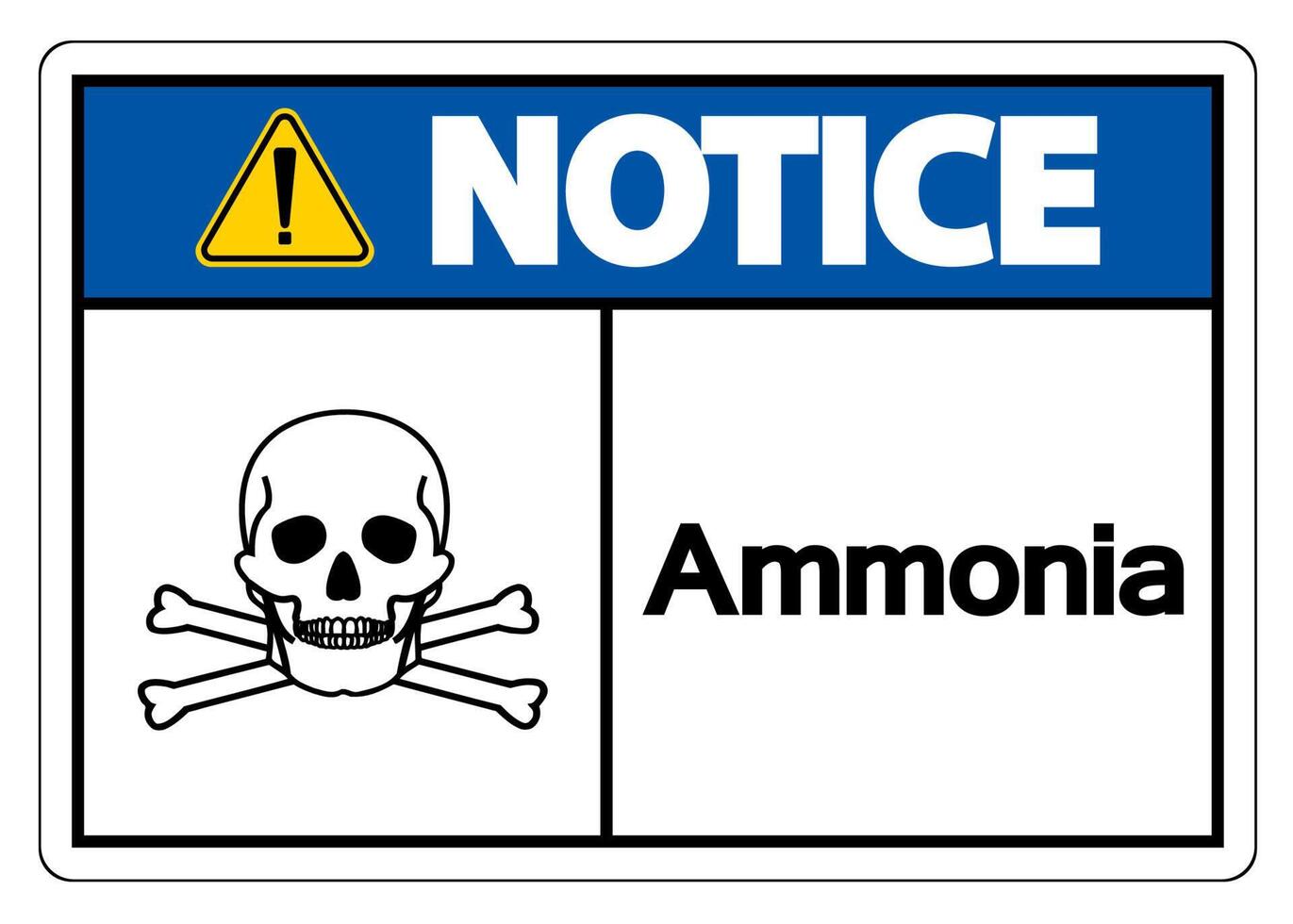 Aviso signo símbolo de amoníaco sobre fondo blanco. vector