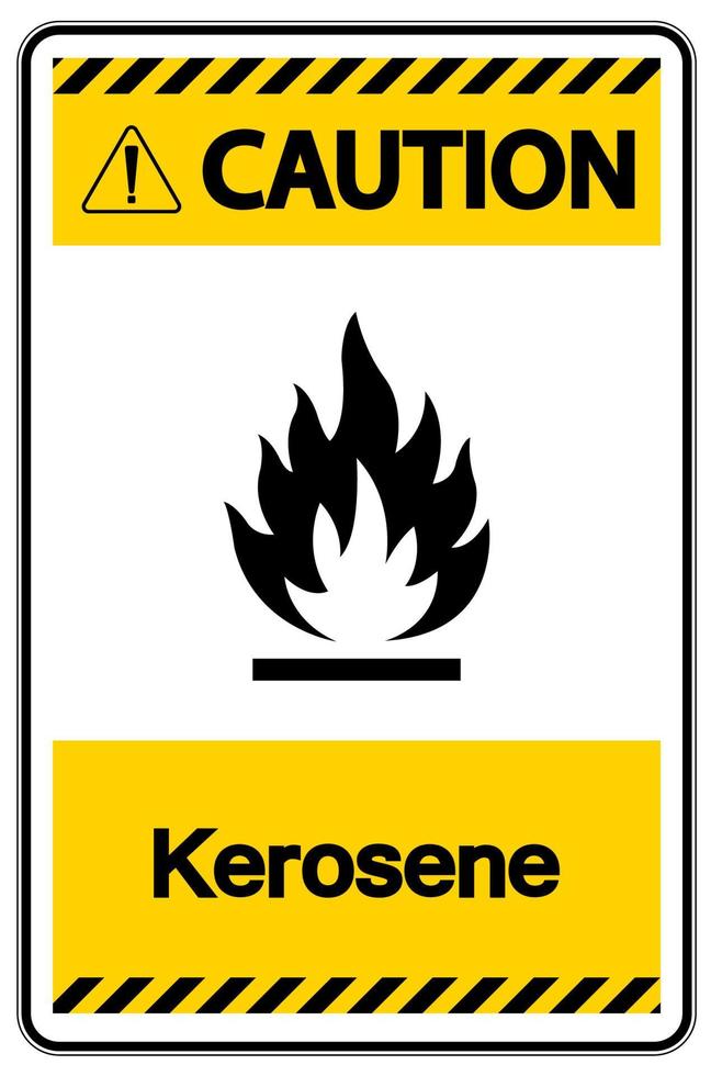 Precaución signo de símbolo de queroseno sobre fondo blanco. vector