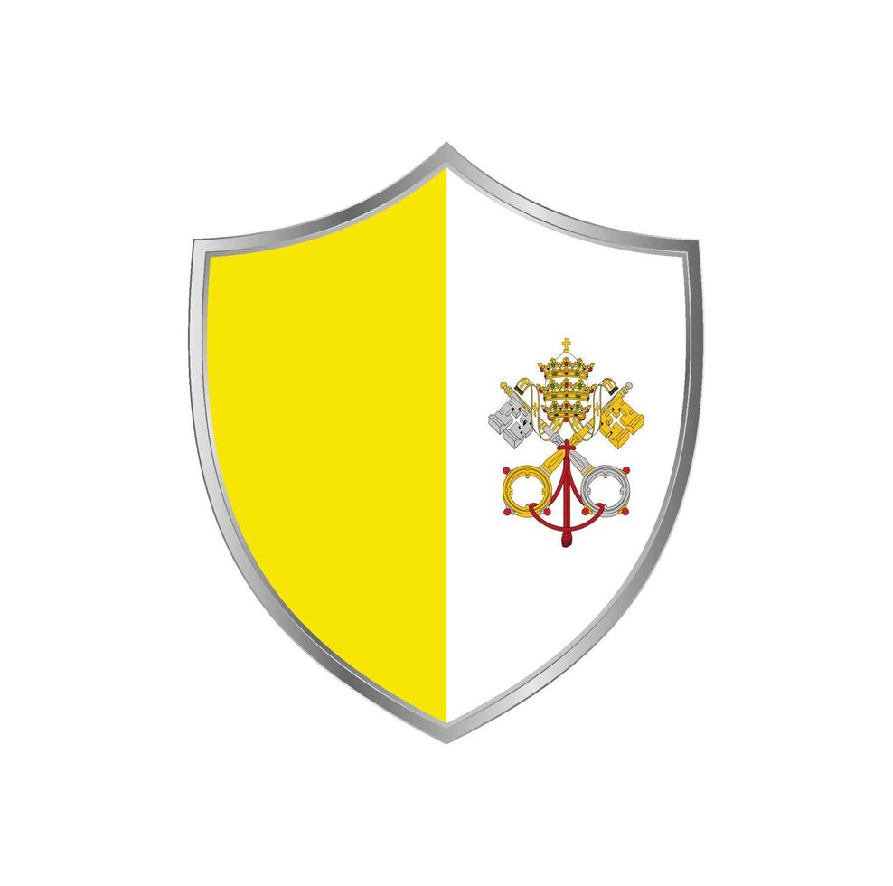 Flag Of Vatican with silver shield frame vector