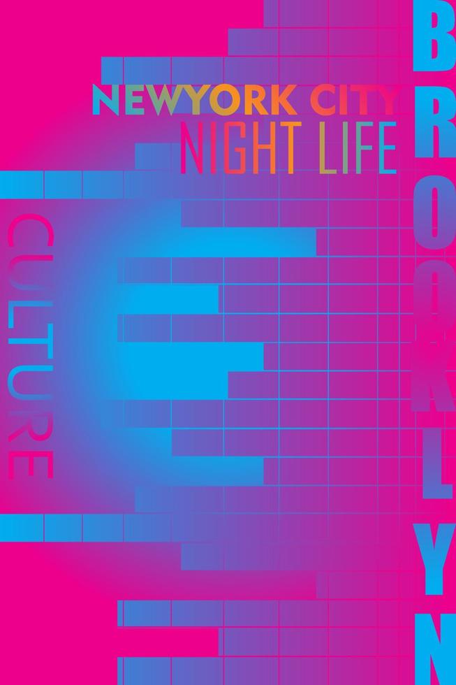 cartel de tipografía de vida nocturna de brooklyn nueva york vector