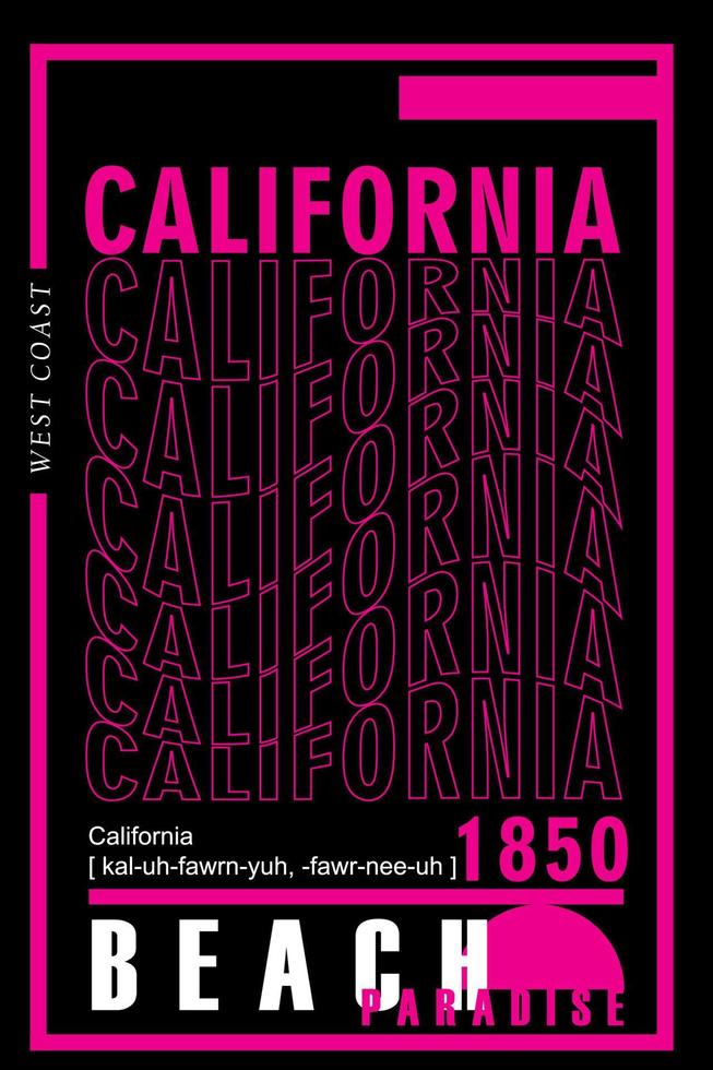 texto de california con tipografía de estilo de texto de onda vector