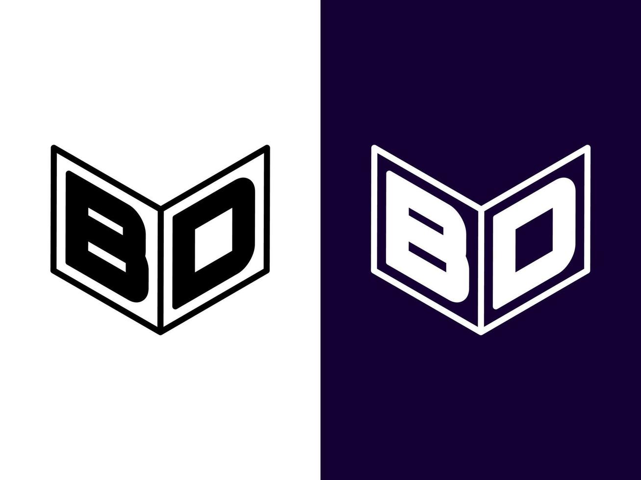 letra inicial bd diseño de logotipo 3d minimalista y moderno vector