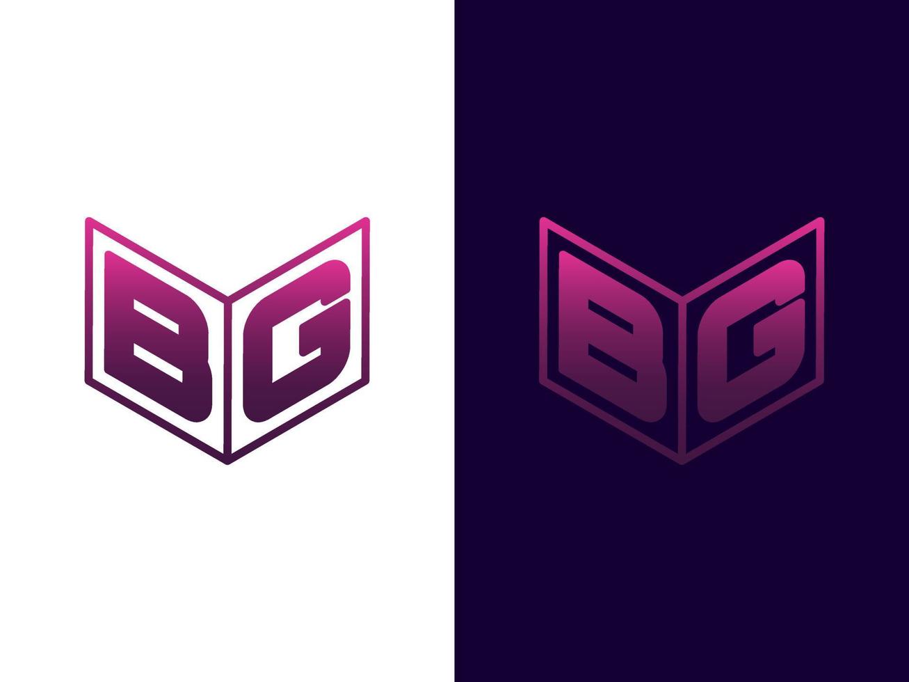 letra inicial bg diseño de logotipo 3d minimalista y moderno vector