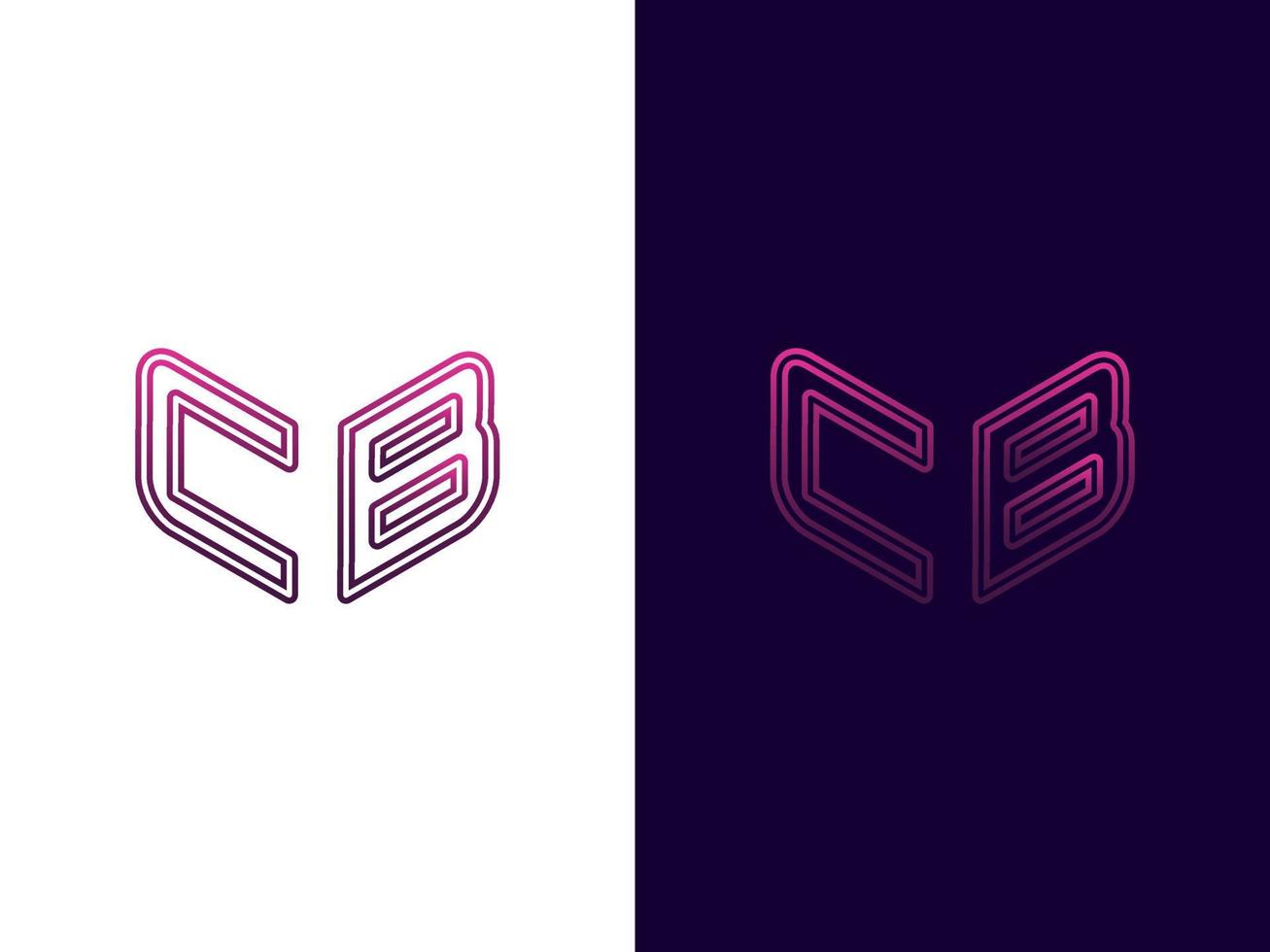 Initial letter CB minimalist and modern 3D logo design vector