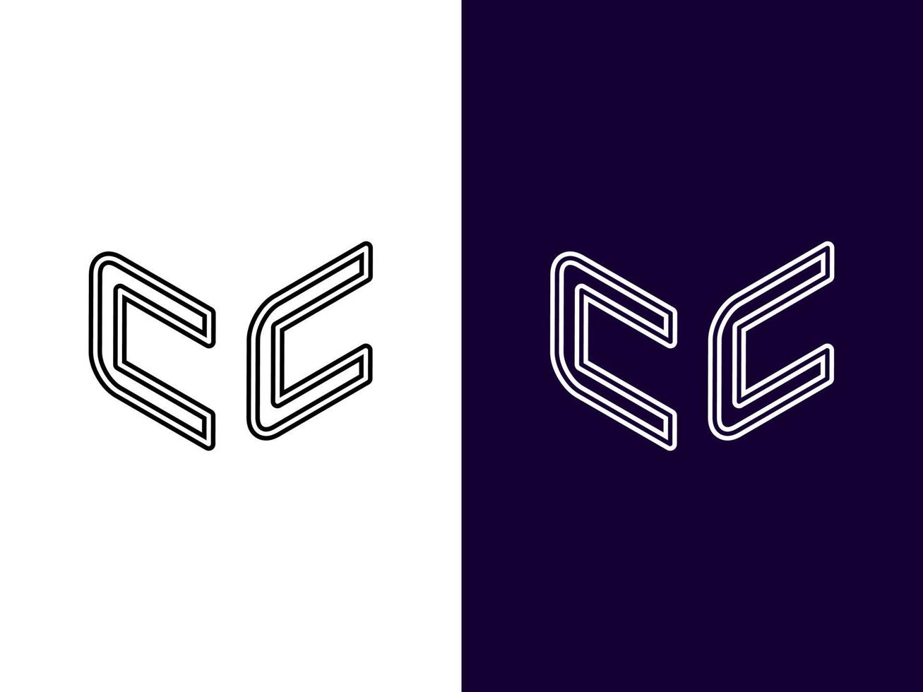 Initial letter CC minimalist and modern 3D logo design vector