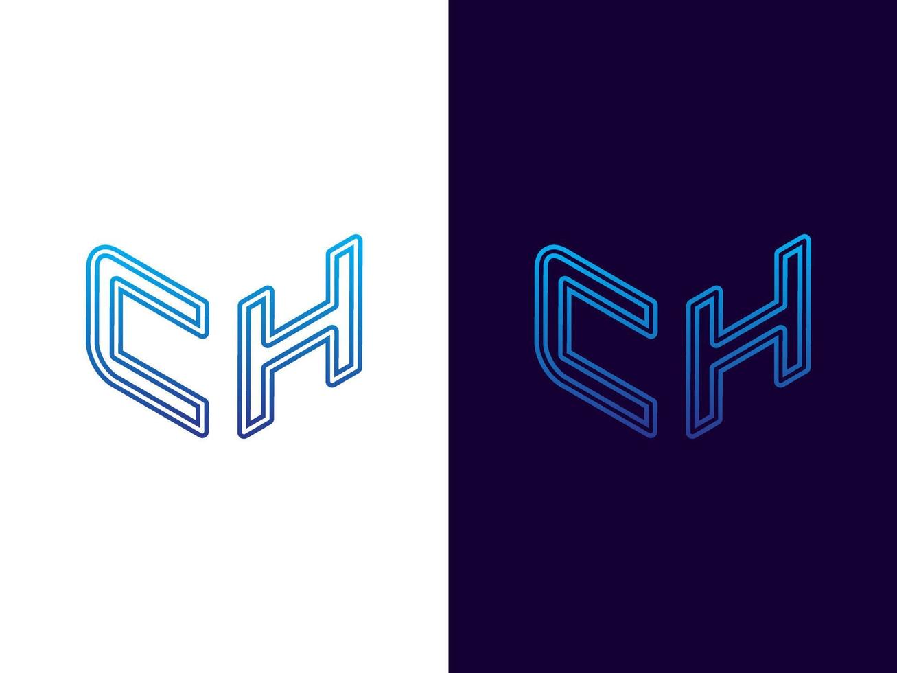Initial letter CH minimalist and modern 3D logo design vector