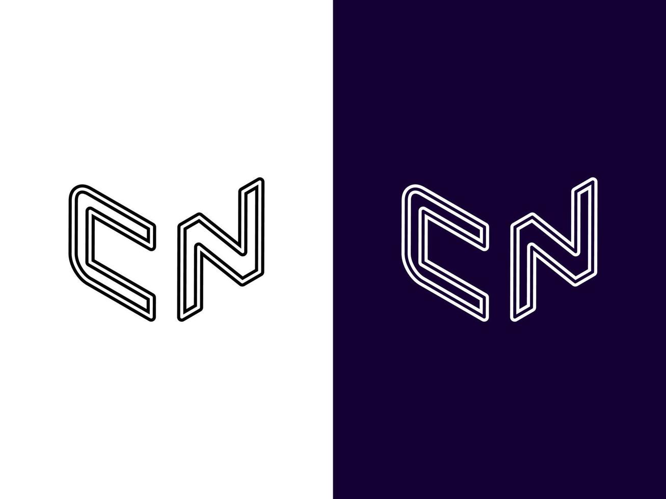 Initial letter CN minimalist and modern 3D logo design vector