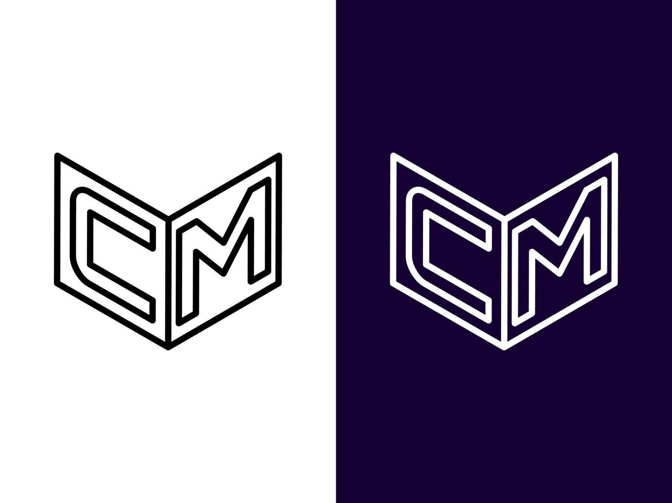 Initial letter CM minimalist and modern 3D logo design vector