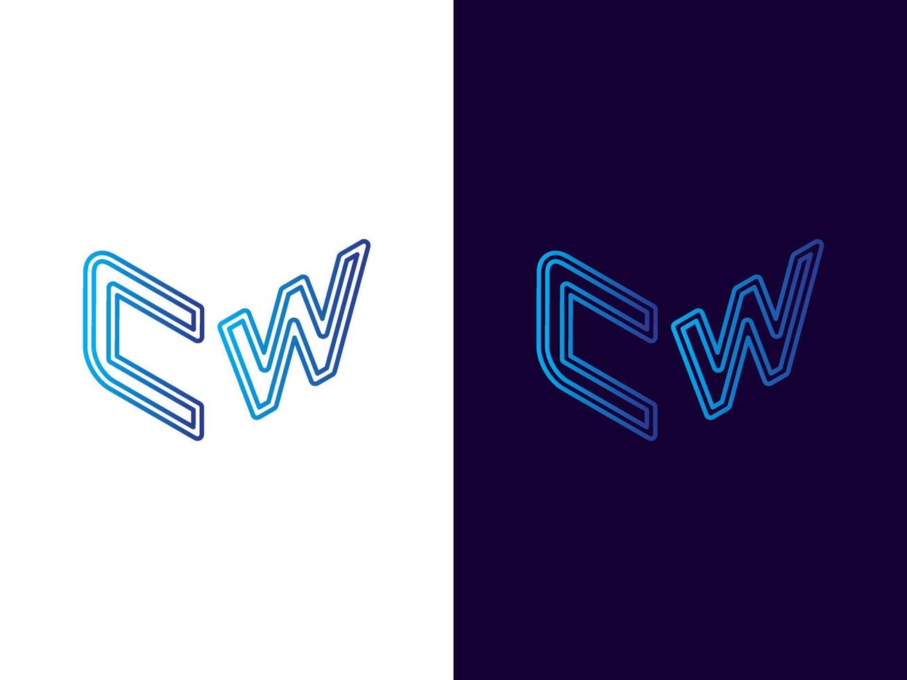 letra inicial cw diseño de logotipo 3d minimalista y moderno vector